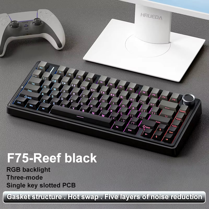 AULA F75 OEM RGB Customized Hot-Swap PBT 75% 80 Keys Bluetooth 5.0/2.4G Wireless/Wired Game Mechanical Keyboard Gasket Original