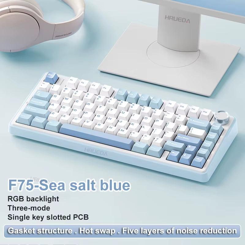 AULA F75 OEM RGB Customized Hot-Swap PBT 75% 80 Keys Bluetooth 5.0/2.4G Wireless/Wired Game Mechanical Keyboard Gasket Original