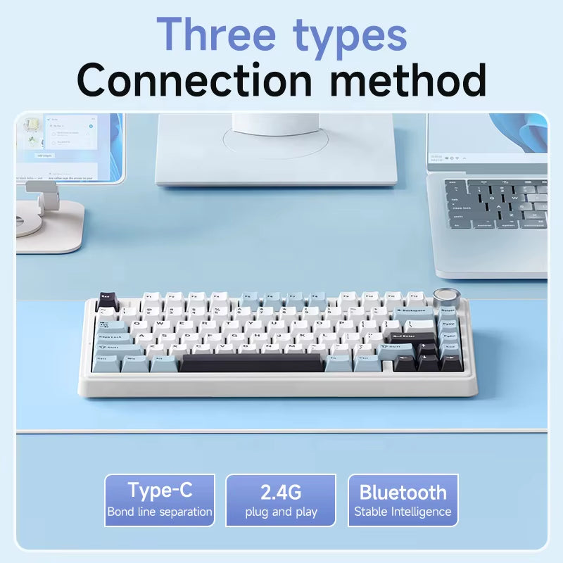 AULA F75 OEM RGB Customized Hot-Swap PBT 75% 80 Keys Bluetooth 5.0/2.4G Wireless/Wired Game Mechanical Keyboard Gasket Original