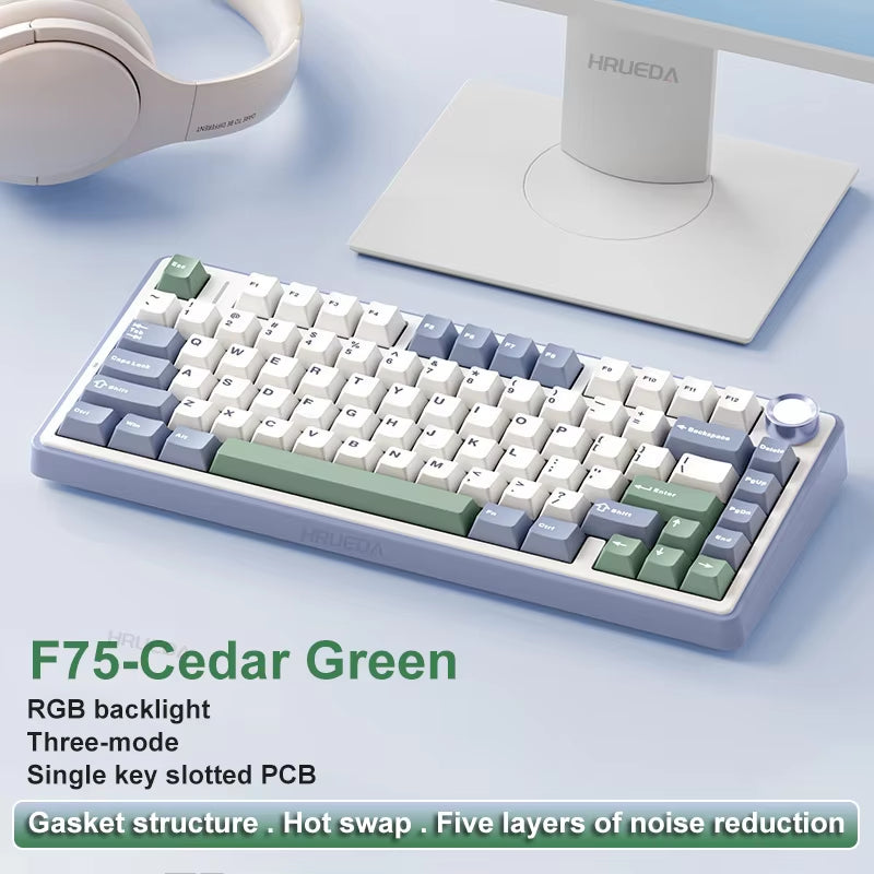 AULA F75 OEM RGB Customized Hot-Swap PBT 75% 80 Keys Bluetooth 5.0/2.4G Wireless/Wired Game Mechanical Keyboard Gasket Original