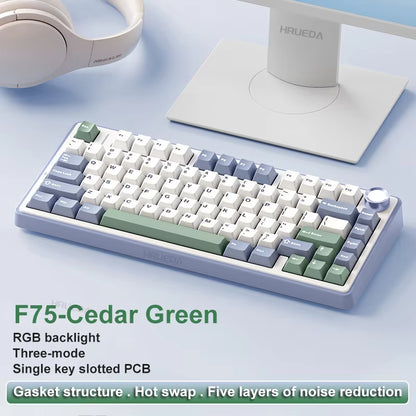 AULA F75 OEM RGB Customized Hot-Swap PBT 75% 80 Keys Bluetooth 5.0/2.4G Wireless/Wired Game Mechanical Keyboard Gasket Original