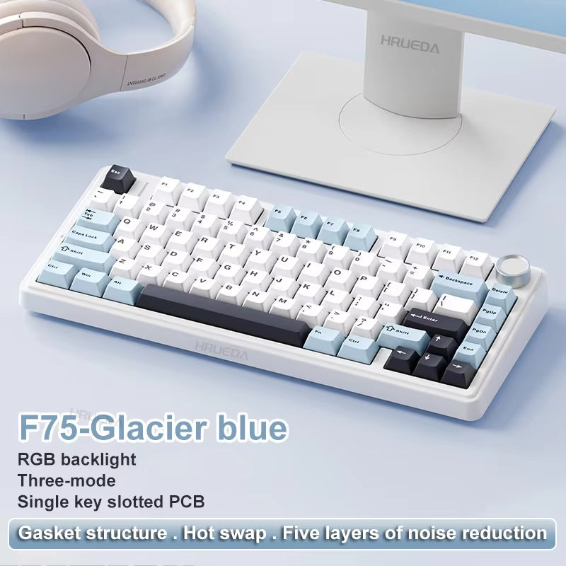 AULA F75 OEM RGB Customized Hot-Swap PBT 75% 80 Keys Bluetooth 5.0/2.4G Wireless/Wired Game Mechanical Keyboard Gasket Original
