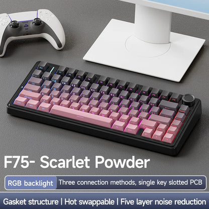 AULA F75 OEM RGB Customized Hot-Swap PBT 75% 80 Keys Bluetooth 5.0/2.4G Wireless/Wired Game Mechanical Keyboard Gasket Original