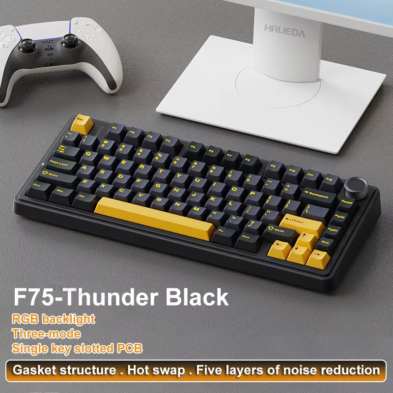 AULA F75 OEM RGB Customized Hot-Swap PBT 75% 80 Keys Bluetooth 5.0/2.4G Wireless/Wired Game Mechanical Keyboard Gasket Original